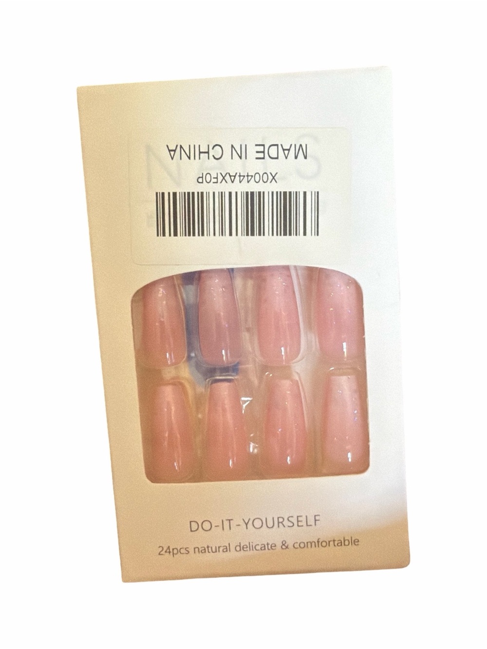 Do-It-Yourself Press-On Nails in Soft Pink - 24 Pack Has Glitter